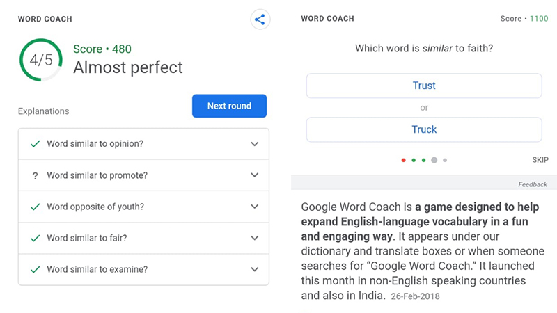 Google Word Coach